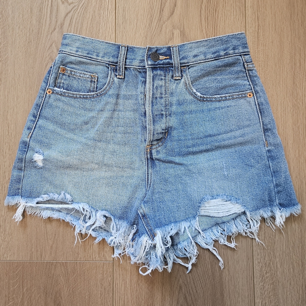 Cello Blue Jean Shorts Distressed Frayed Hem